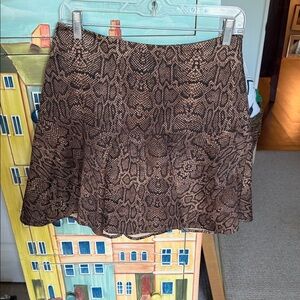 Joie Brown Snake-Print Skater Skirt